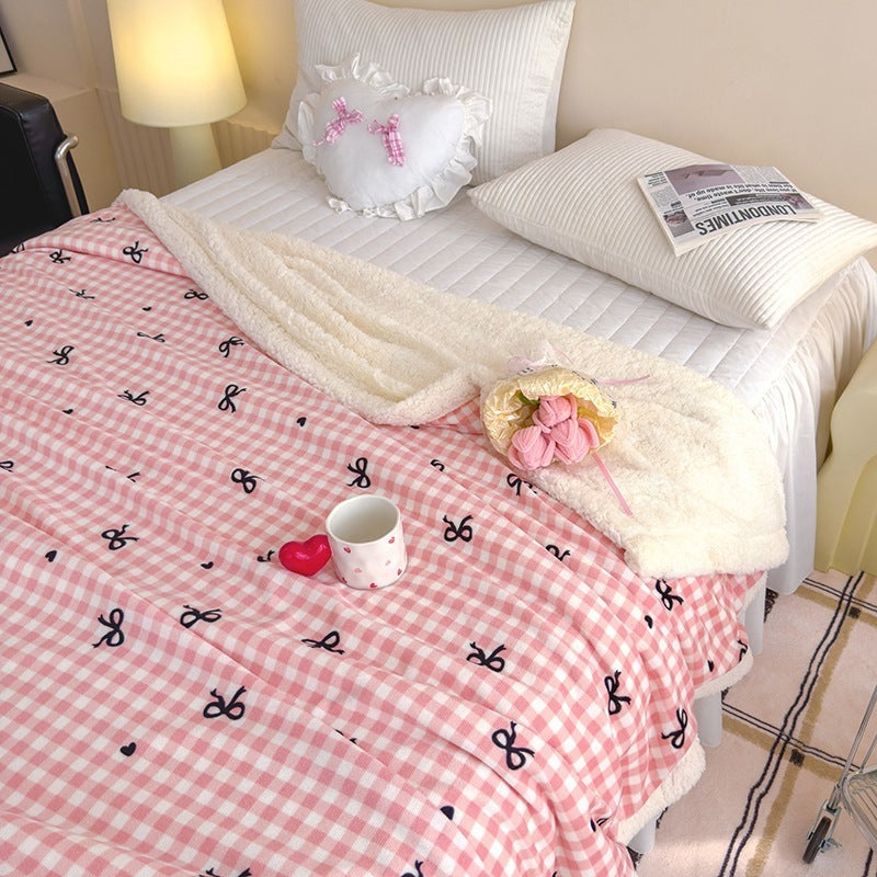 HKM-318419 Soft Milk Fiber Berber Fleece Blanket for Autumn & Winter - Multi-Functional Thermal Cover in Various Patterns and Sizes