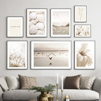 HKM-318419 White Shell Beach Dandelion Canvas Painting – Modern Landscape Wall Art for Living Room Decor