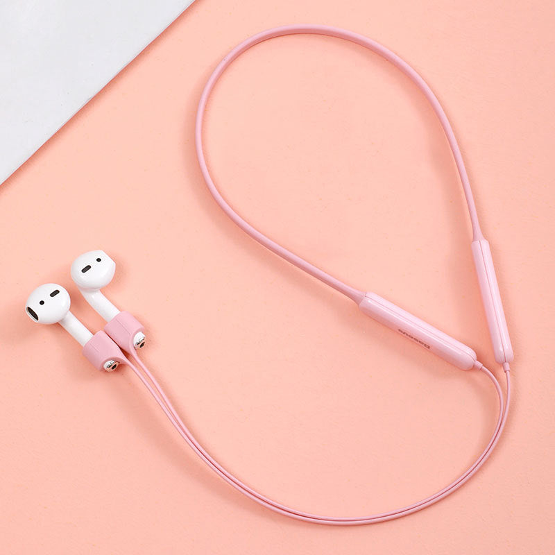 HKM-318611 Silicone Earphone Sleeve and Anti-Lost Lanyard for AirPods - Compatible with Apple Devices - Available in Black, Grey, and Red