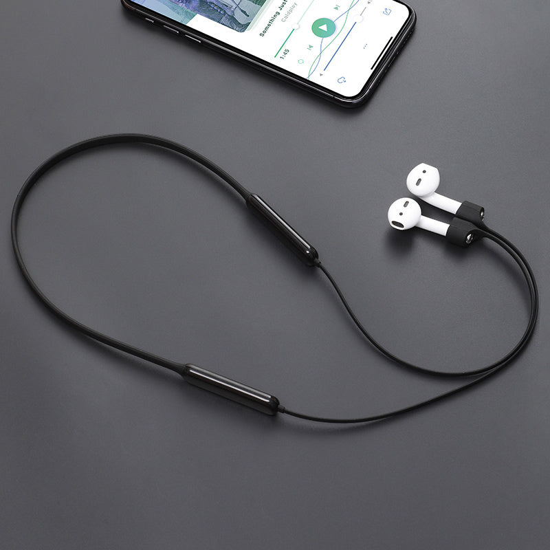 HKM-318611 Silicone Earphone Sleeve and Anti-Lost Lanyard for AirPods - Compatible with Apple Devices - Available in Black, Grey, and Red