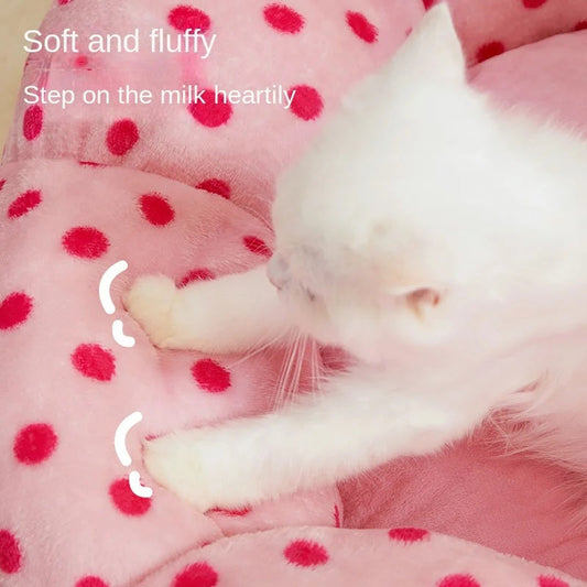 HKM-3186749 New Pink Dot Cozy Cat Nest Bed - Fabric, 45cm for Pets up to 8 lbs, 65cm for Pets up to 20 lbs