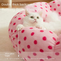 HKM-3186749 New Pink Dot Cozy Cat Nest Bed - Fabric, 45cm for Pets up to 8 lbs, 65cm for Pets up to 20 lbs