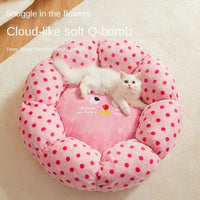 HKM-3186749 New Pink Dot Cozy Cat Nest Bed - Fabric, 45cm for Pets up to 8 lbs, 65cm for Pets up to 20 lbs
