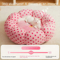 HKM-3186749 New Pink Dot Cozy Cat Nest Bed - Fabric, 45cm for Pets up to 8 lbs, 65cm for Pets up to 20 lbs