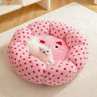 HKM-3186749 New Pink Dot Cozy Cat Nest Bed - Fabric, 45cm for Pets up to 8 lbs, 65cm for Pets up to 20 lbs