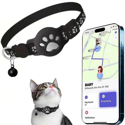 HKM-3187261 Reflective Cartoon Footprints Pet Cat Locator Collar - Durable Nylon for All Seasons