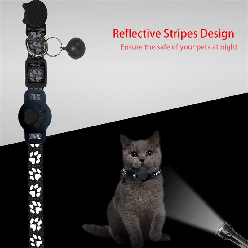 HKM-3187261 Reflective Cartoon Footprints Pet Cat Locator Collar - Durable Nylon for All Seasons