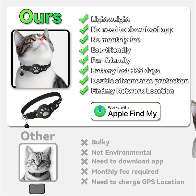 HKM-3187261 Reflective Cartoon Footprints Pet Cat Locator Collar - Durable Nylon for All Seasons