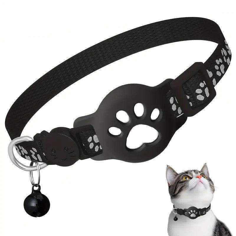 HKM-3187261 Reflective Cartoon Footprints Pet Cat Locator Collar - Durable Nylon for All Seasons