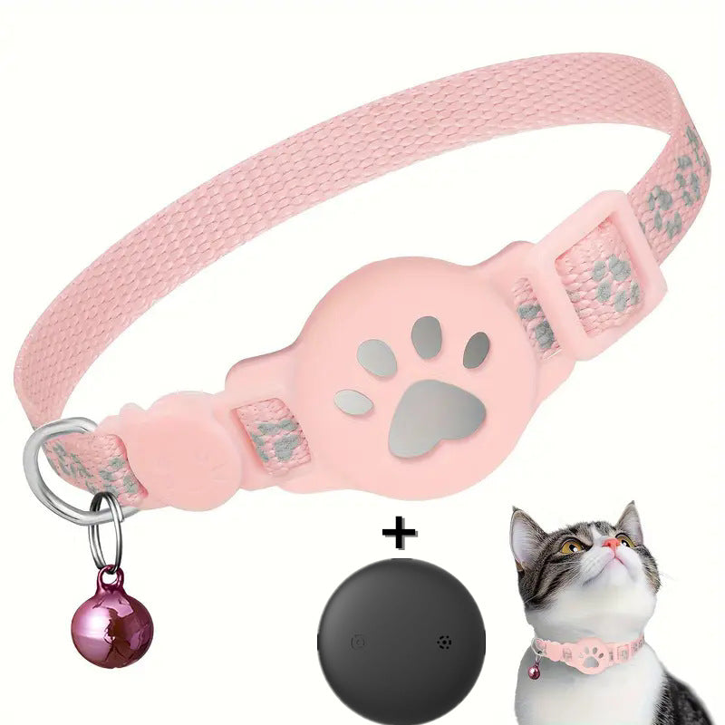 HKM-3187261 Reflective Cartoon Footprints Pet Cat Locator Collar - Durable Nylon for All Seasons