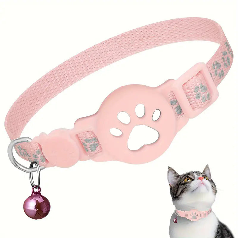 HKM-3187261 Reflective Cartoon Footprints Pet Cat Locator Collar - Durable Nylon for All Seasons