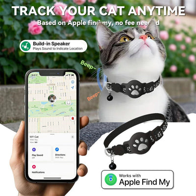 HKM-3187261 Reflective Cartoon Footprints Pet Cat Locator Collar - Durable Nylon for All Seasons