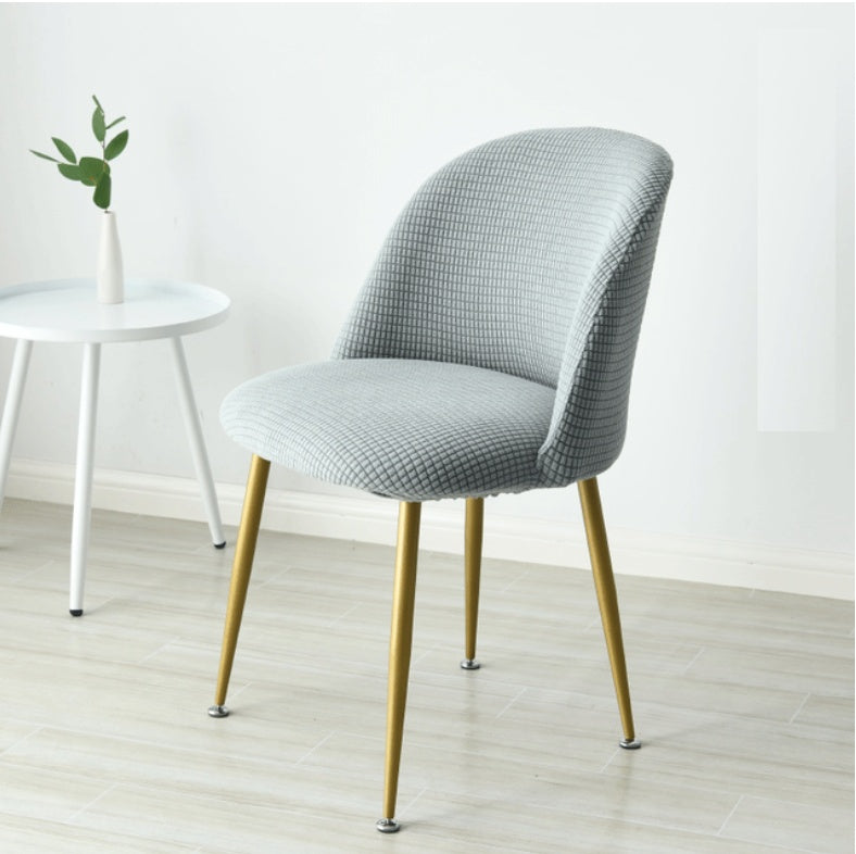 HKM-318803 Short Back Round Bottom Seat Covers for Wing Back King Curved Dining Chairs - Spandex/Polyester Material