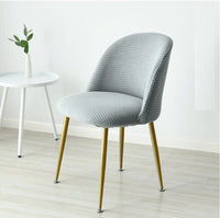 HKM-318803 Short Back Round Bottom Seat Covers for Wing Back King Curved Dining Chairs - Spandex/Polyester Material