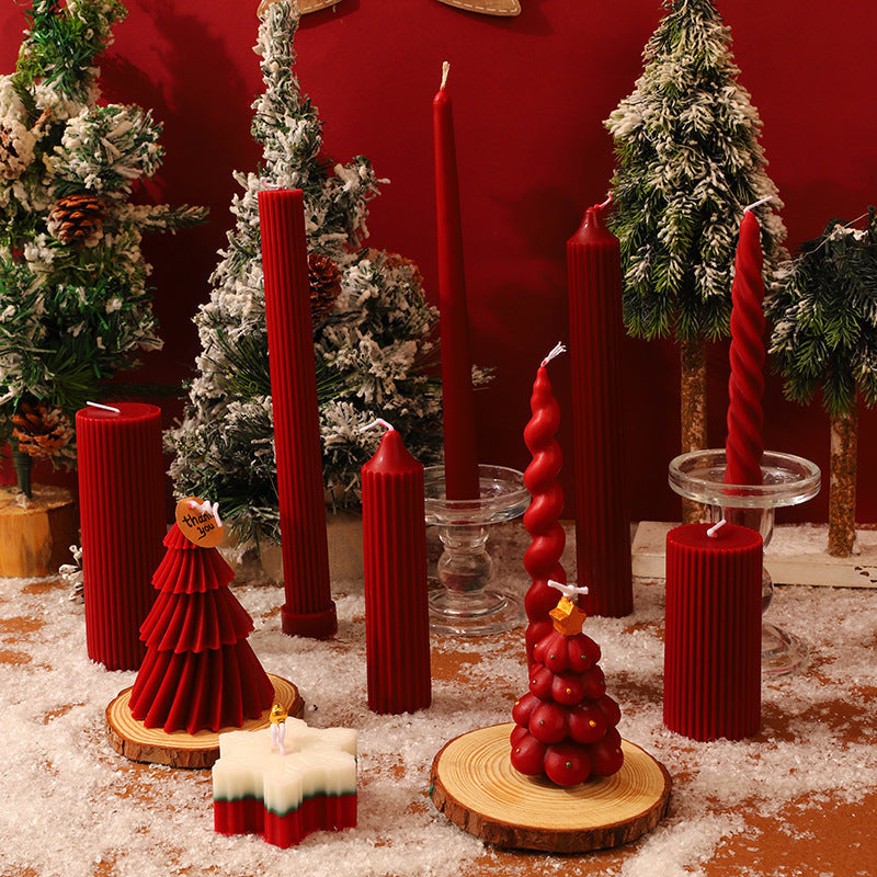 HKM-318867 Elegant Christmas Red Aromatherapy Candle - Handmade Soy Wax Decoration for a Festive Atmosphere