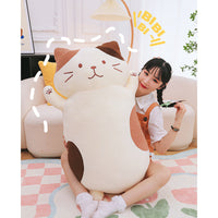 HKM-3188925 Cute Cheese Cat Plush Toy Doll - Large Velvet Sleeping Pillow for Youth