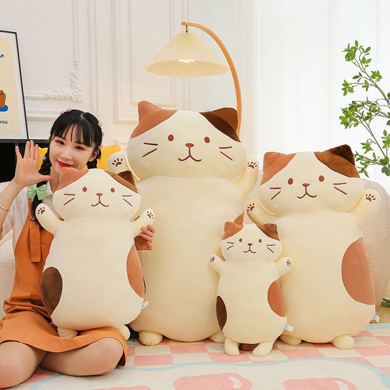 HKM-3188925 Cute Cheese Cat Plush Toy Doll - Large Velvet Sleeping Pillow for Youth