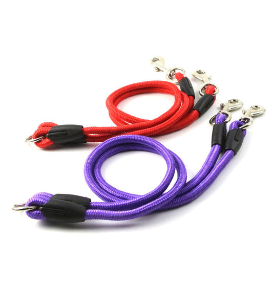 HKM-3189053 Pet Double-Ended Traction Rope for Small Dogs - Cotton and Nylon, 110 cm Length, Red Purple