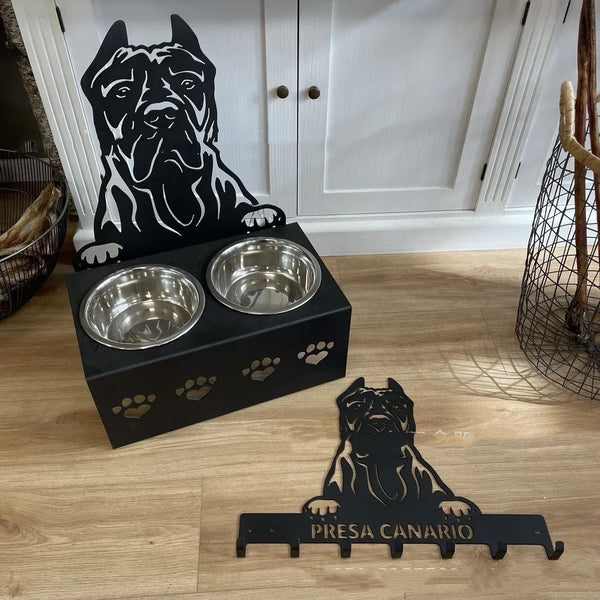 HKM-3189437 Personalized 304 Stainless Steel Dog Bowl Holder with Iron Base