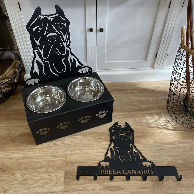 HKM-3189437 Personalized 304 Stainless Steel Dog Bowl Holder with Iron Base