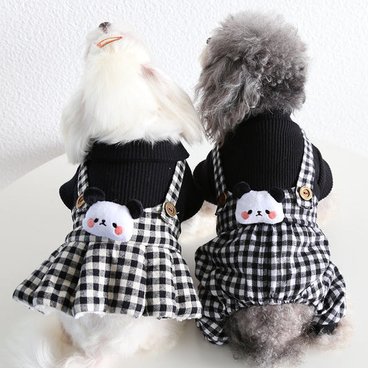 HKM-3189821 Casual Pet Dog Clothes in Skirt Styles: Black, Gray, Rabbit, Sizes XS-XL