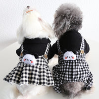 HKM-3189821 Casual Pet Dog Clothes in Skirt Styles: Black, Gray, Rabbit, Sizes XS-XL