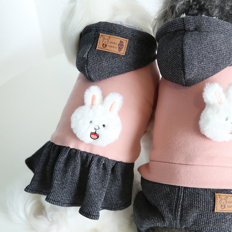 HKM-3189821 Casual Pet Dog Clothes in Skirt Styles: Black, Gray, Rabbit, Sizes XS-XL