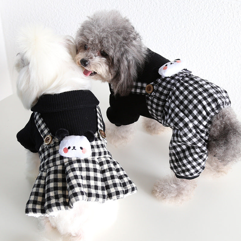 HKM-3189821 Casual Pet Dog Clothes in Skirt Styles: Black, Gray, Rabbit, Sizes XS-XL