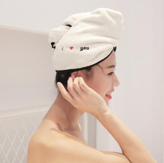 HKM-318995 Soft Coral Fleece Embroidered Hair Dryer Cap for Effortless Drying and Comfortable Use
