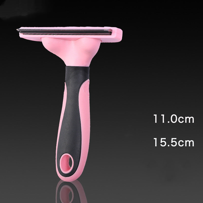 HKM-3190845 Ergonomic Pet Grooming Comb for Dogs and Cats - Stainless Steel, Non-Slip Handle, Blue/Pink