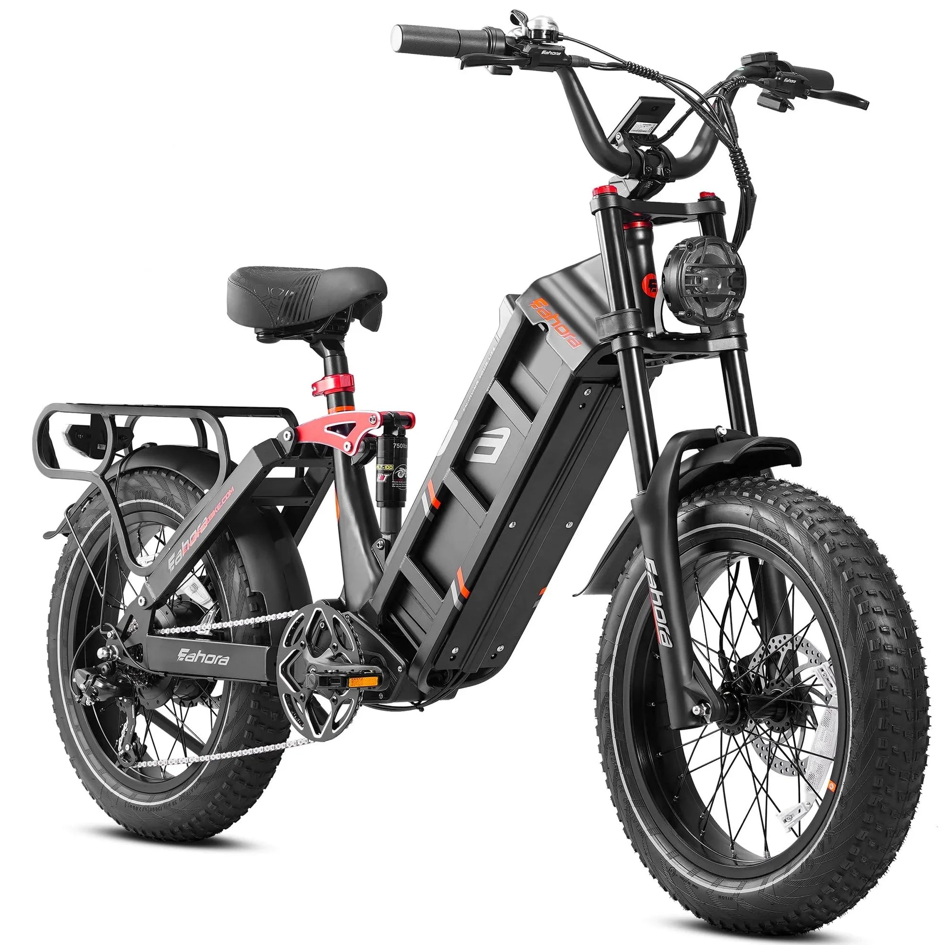 HKM-319123 Electric Fat Tire Bike 250W 52V 60Ah 20" Wheel Urban Commuter Long Range 120 Miles