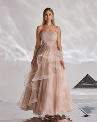 HKM-319123 Elegant Golden Evening Dress for Women - EZ25152 Design
