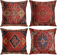 HKM-319123 Persian Ethnic Linen Bohemian Pillowcase - Geometric Abstract Design, 45x45cm