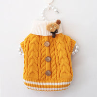 HKM-3193021 Fashionable Button Dog Sweater in Pink, Yellow, and Blue for All Sizes