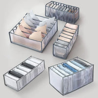 HKM-319315 Upgraded Foldable Drawer Organisers for Clothes with Handle - Grey Non-Woven Fabric Storage Solution