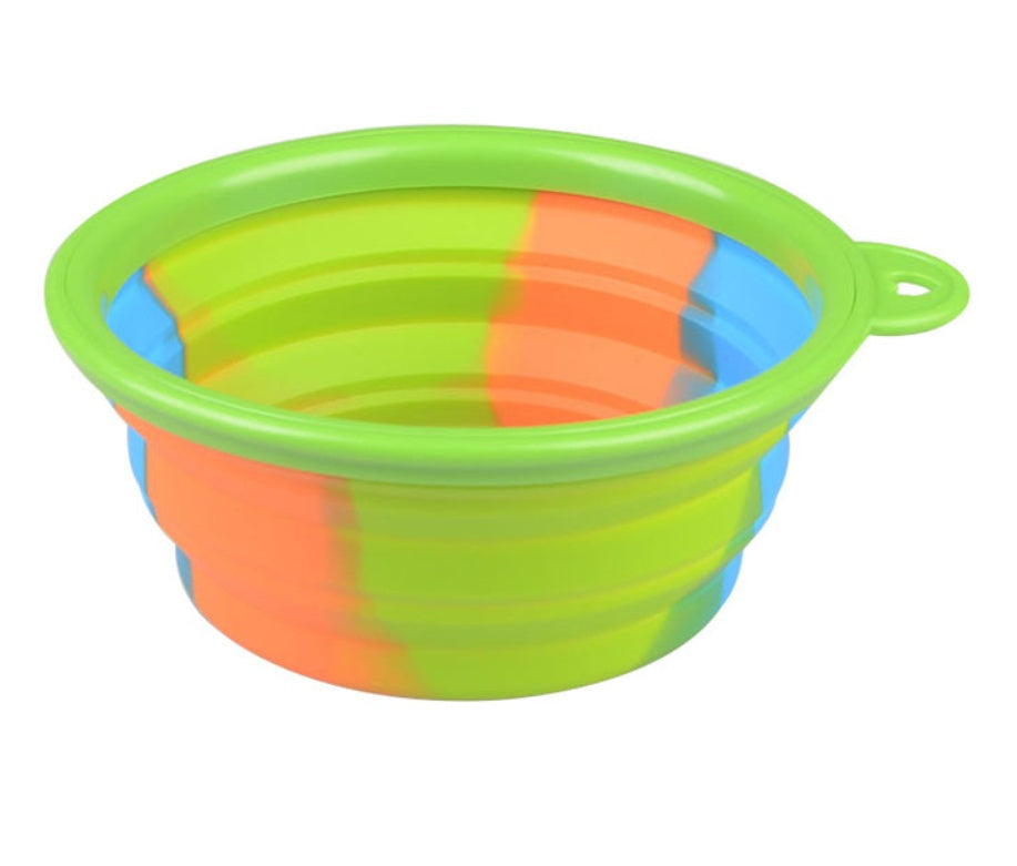 HKM-3195197 Foldable Camouflage Silicone Dog Food Bowl - Portable & Compact Design