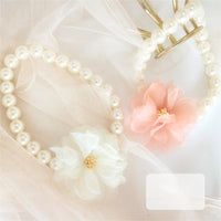 HKM-3196989 Stylish Pet Collar Necklace for Cats and Dogs in White Pink, Multiple Sizes Available