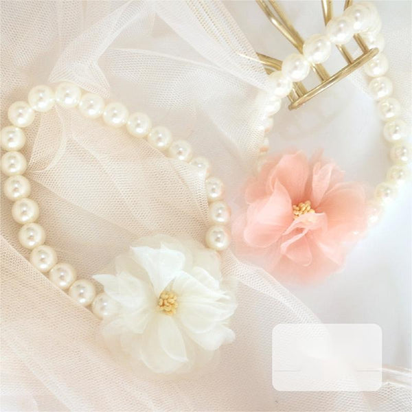 HKM-3196989 Stylish Pet Collar Necklace for Cats and Dogs in White Pink, Multiple Sizes Available
