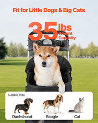 HKM-3197245 Foldable Pet Stroller with Detachable Carrier for Dogs and Cats, Holds Up to 35lbs