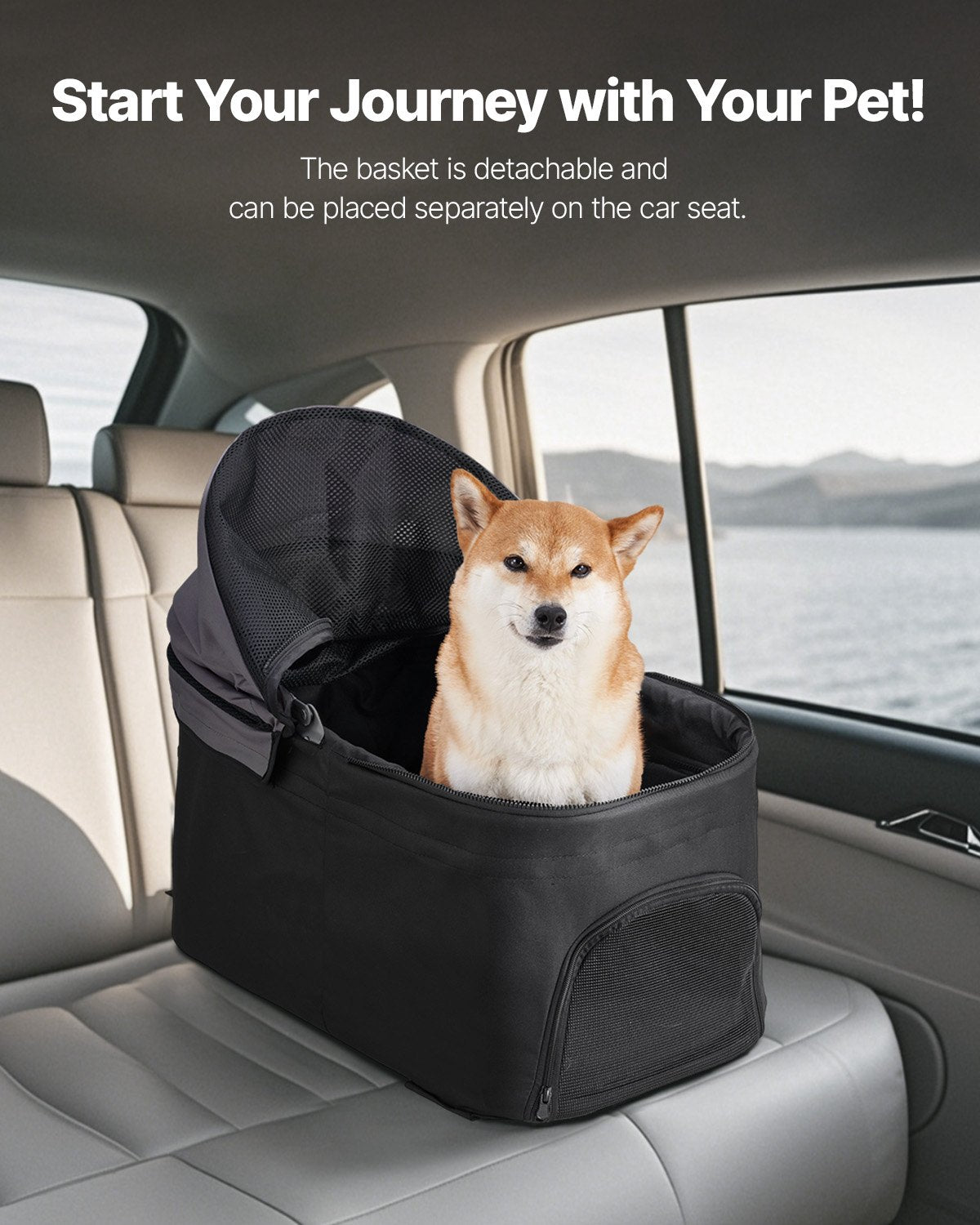 HKM-3197245 Foldable Pet Stroller with Detachable Carrier for Dogs and Cats, Holds Up to 35lbs