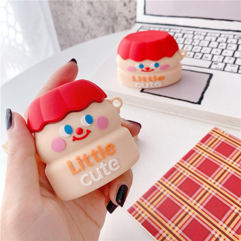 HKM-319763 Cartoon Silicone Case for AirPods 1/2 and Pro - Yakult Drinks and Bear Design