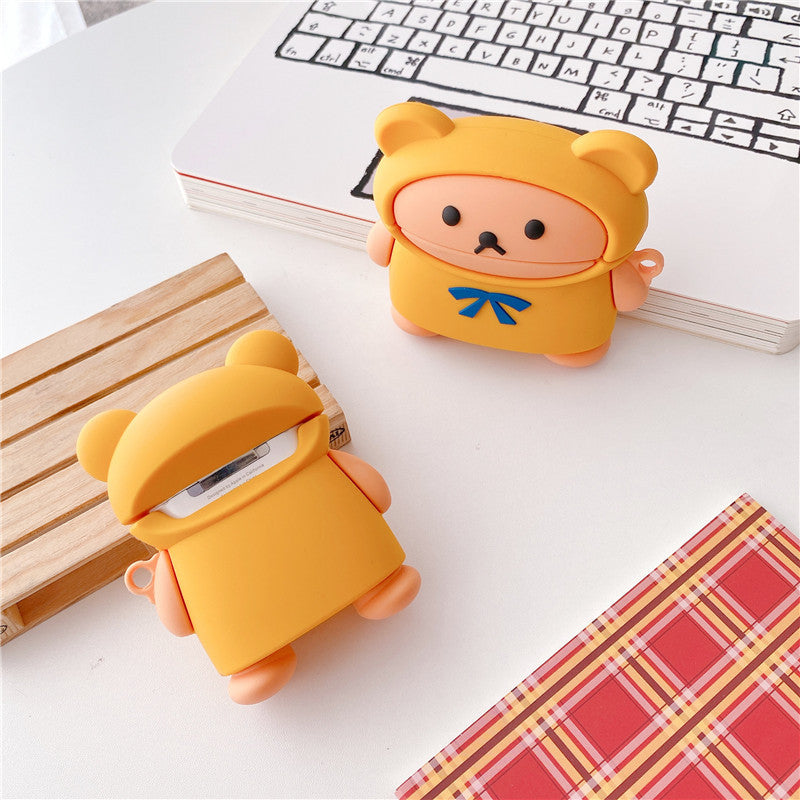 HKM-319763 Cartoon Silicone Case for AirPods 1/2 and Pro - Yakult Drinks and Bear Design