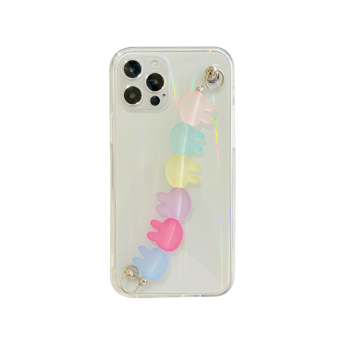 HKM-319827 Stylish Laser Rabbit Chain Mobile Phone Case for Various iPhone Models