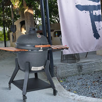 HKM-320083 Large 23.5 Inch Ceramic Charcoal Kamado Grill for Outdoor BBQ and Smoking