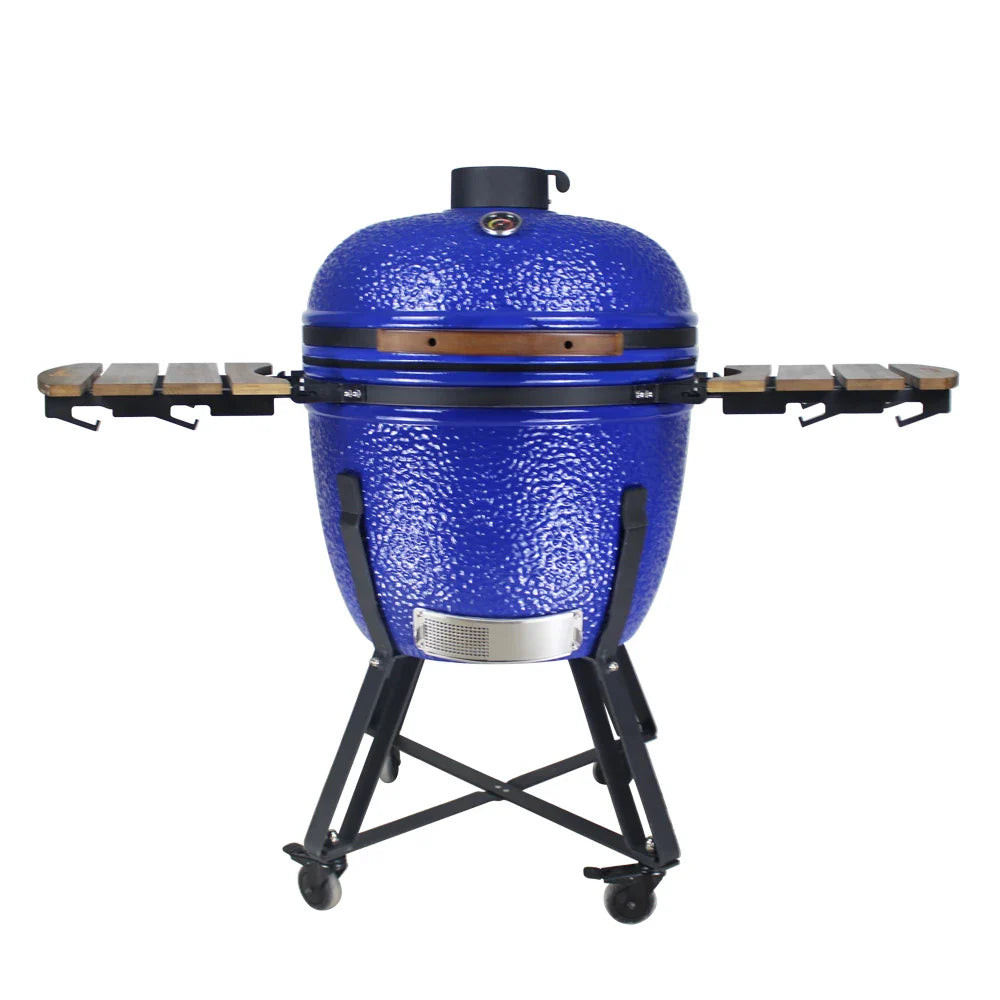 HKM-320083 Large 23.5 Inch Ceramic Charcoal Kamado Grill for Outdoor BBQ and Smoking