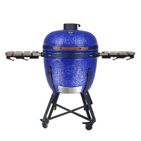 HKM-320083 Large 23.5 Inch Ceramic Charcoal Kamado Grill for Outdoor BBQ and Smoking