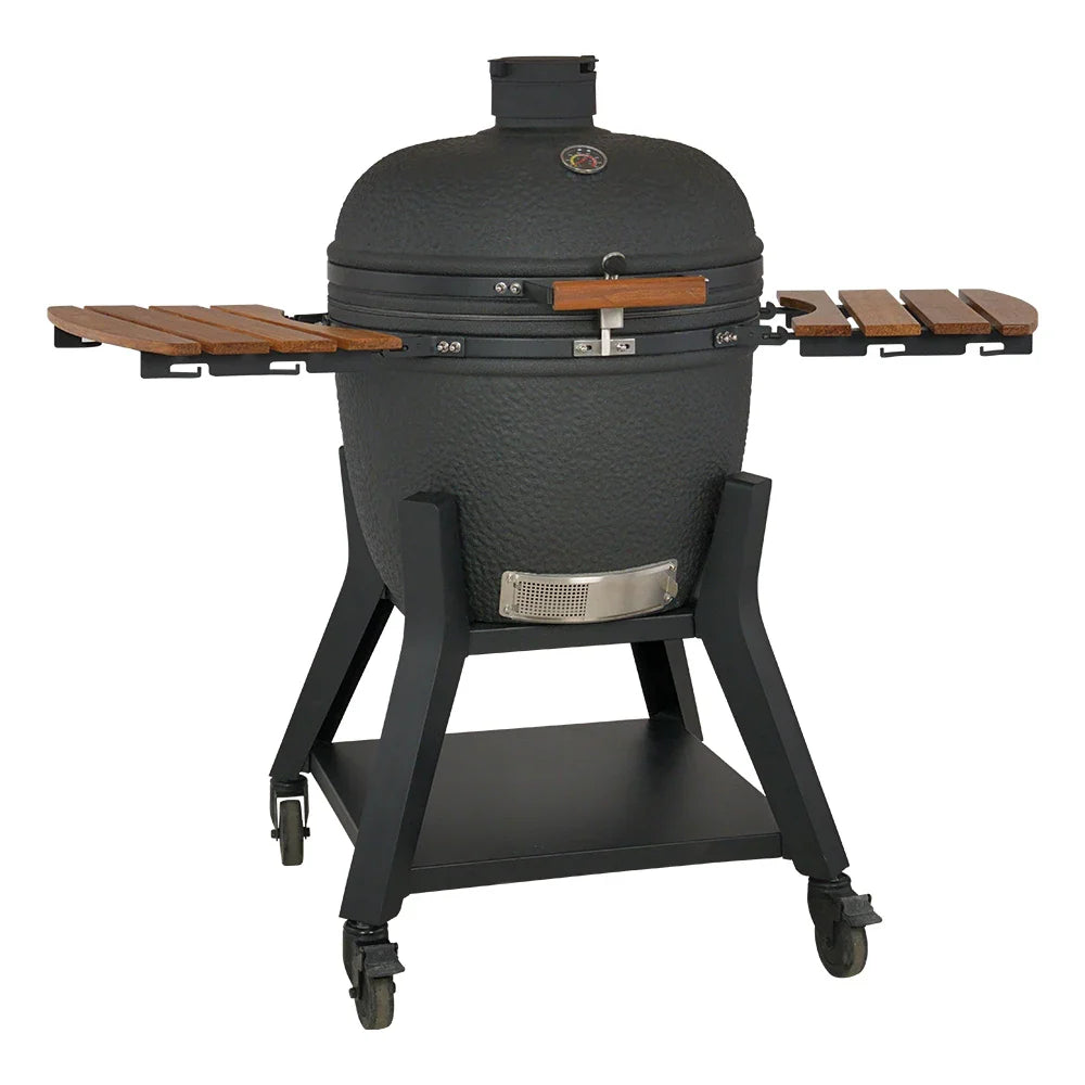 HKM-320083 Large 23.5 Inch Ceramic Charcoal Kamado Grill for Outdoor BBQ and Smoking