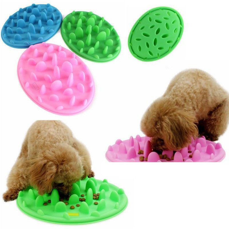 HKM-3200957 Silicone Pet Feeding Bowl for Slower Eating - Anti-Choke Design in Blue, Pink, Green