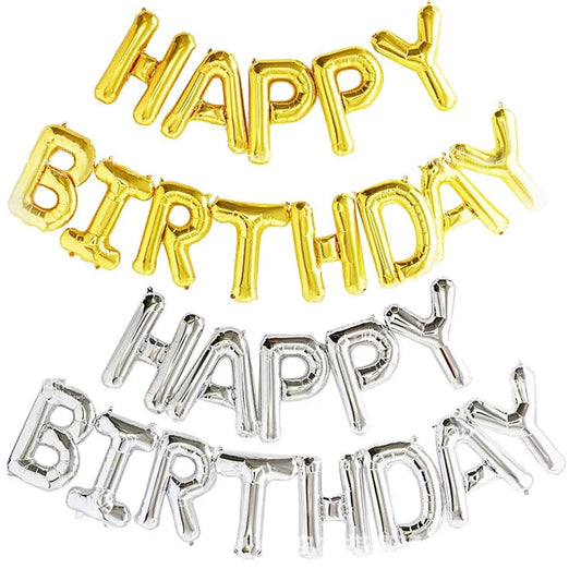 HKM-320147 16 Inch Happy Birthday Foil Balloon Set with Colorful Letter Balloons for Party Decorations