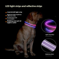 HKM-3202749 Luminous USB Charging Reflective Stripe Dog Collar in Blue and Green Plaid